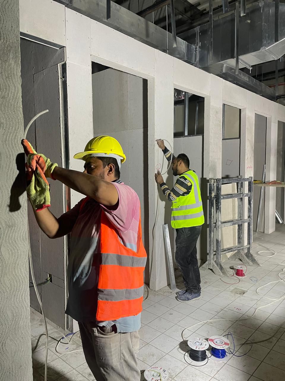 Office fit-out Riyadh – Toilet remodeling construction in progress